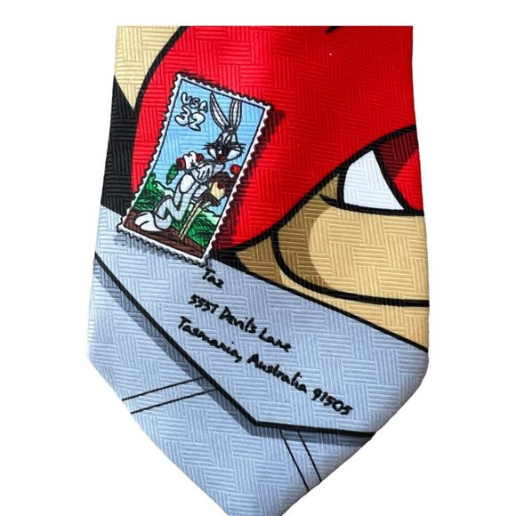 Vintage TAZ Looney Tunes Necktie Retro Stamp Collection 1997 - Picture 3 of 6